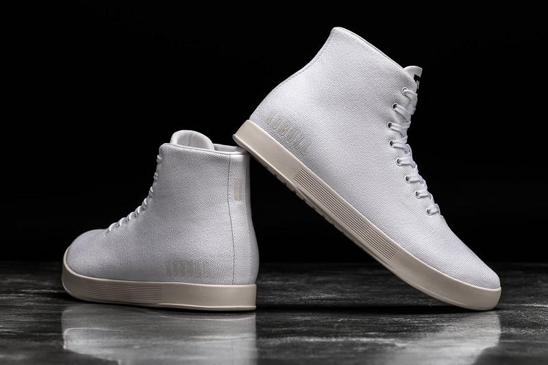 White Nobull High-Top Ivory Canvas Men's Trainers | CA N1455W